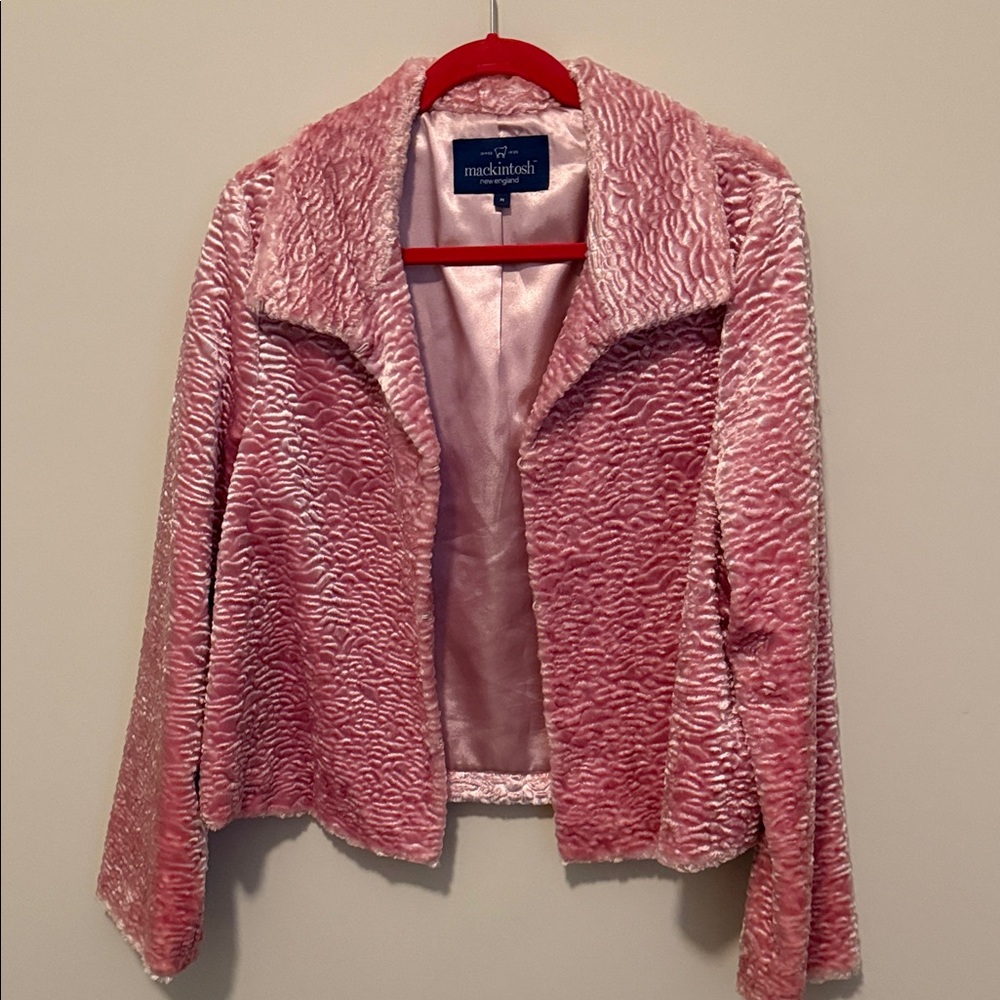 Mackintosh Pink Velvet Textured Open-Front Blazer Jacket